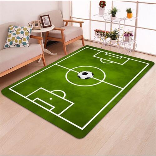Modern Rug 3D Football Area Rug Flannel Rug Memory Foam Rug Boy Kids Playing Crawling Mat Home Living Room with Large Rug
