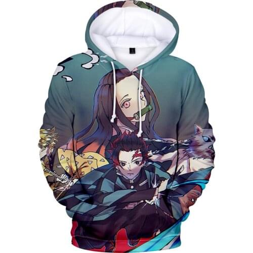 New Ghost Blade Popular Hip-hop Boy Girl 3D Hoodie Man Woman Fashion Hooded Autumn Winter Blue Demon Slayer Sweatshirt