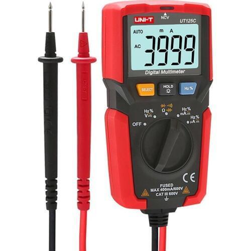 UT125C handheld pocket digital multimeter AC/DC Voltage tester multimetro uni-t Amp Ohm Cap Hz NCV