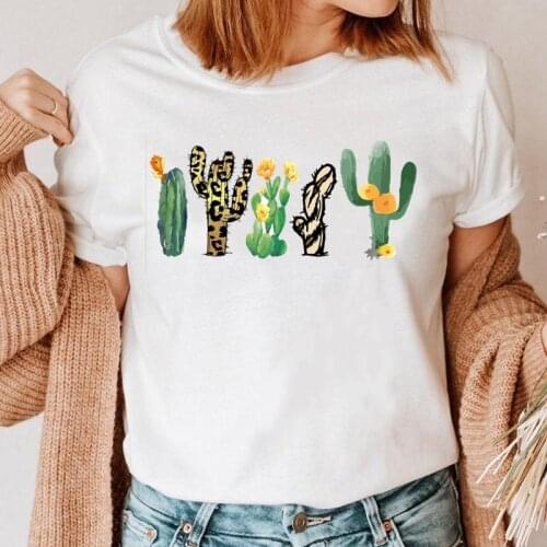 Women Cactus Plant Lovely Graphic Top Print Clothing 90s T Shirt Female Tee Ladies Fashion Short Sleeve Cartoon T-shirt