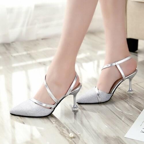 Summer Shoes Women High Heels Sandals Pointed Toe Dress Shoes Woman Sandal Wedding Shoes Bridal Pump sandalias mujer 7450L