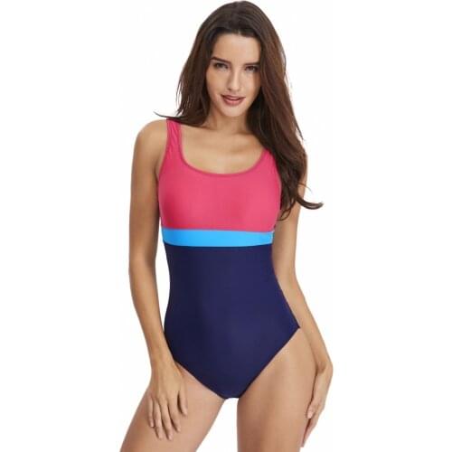 2019 Top Quality Women Sexy Hollow Out Backless One-piece Swimsuit Contrast Color Patchwork Monokini Swimwear Beach Bathing Suit