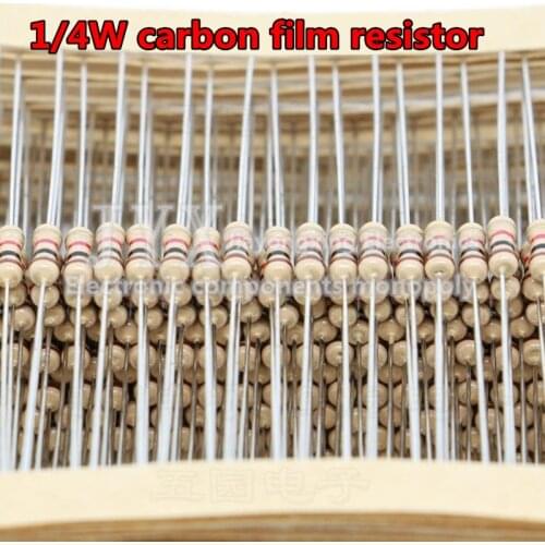 100PCS 1/4W Carbon Film Resistor 5% 0.25W 0R-22M 0 2.2 10 100 120 150 220 270 330 470 1K 2.2K 4.7K 10K 100K 470K 1M 10M 20M ohms
