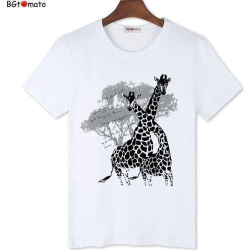 2021 giraffe tshirt hot sale streetwear fashion animal t shirt men camiseta masculina body tee shirt homme white t shirt