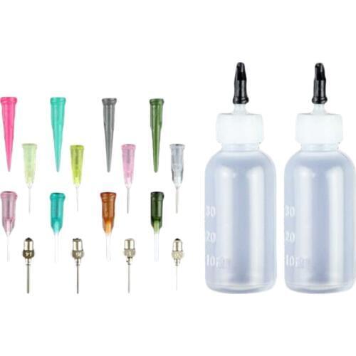 2x Plastic Pigment Oil Syringe Bottles+16x Oil Glue Dispenser Needles