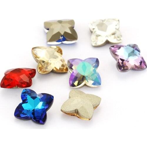 Astrobox K9 Rhinestones Glass Stone Luck Leaf Glue On Strass Crystal Pointback Joint Assembly Glass Stones DIY Jewelry Making