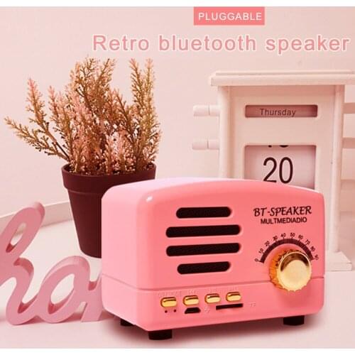 Bluetooth-compatible Wireless Speaker Retro Mini Portable Loudspeaker Cute Radio Portable Outdoor Sound Box TF Card Music Player