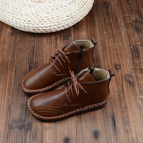 Mori Girl Literary Martin Boots Retro British Style Tooling Boots Handsome Short Boots Soft Bottom Handmade Womens Ankle Boots