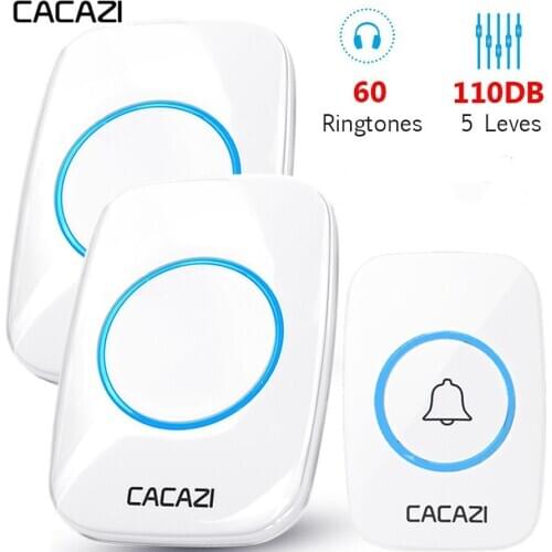 CACAZI 60 Chime 110DB Wireless Doorbell Waterproof 300M Remote EU Plug Smart Door Bell Battery 1 2 3 Button 1 2 3 4 Receiver