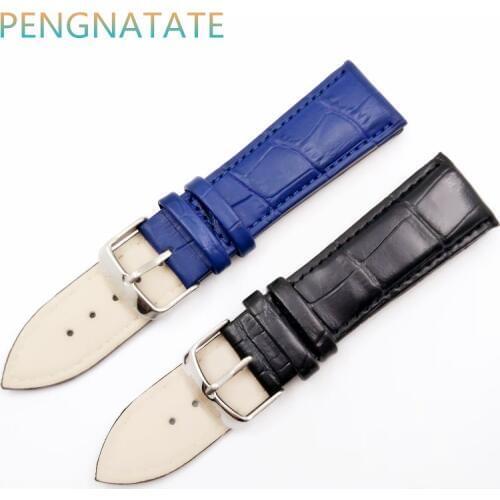 CHENXI Brand Men 24mm Genuine Leather Strap Refined Stainless Steel Clasp Silver Buckle Watches Band Leather Strap PENGNATATE