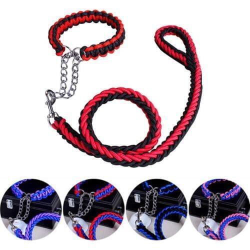 Double Strand Nylon Pet Dog Collar Leash Set Durable Pet Walking Collar Traction Rope Lead Belt for Small Large Dog Accessories