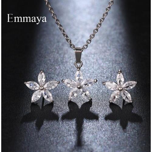Emmaya New Classic Star Shape Necklace And Earring For Female Delicate Jewelry Set High Quality Zircon Bridal Party Shiny Gift