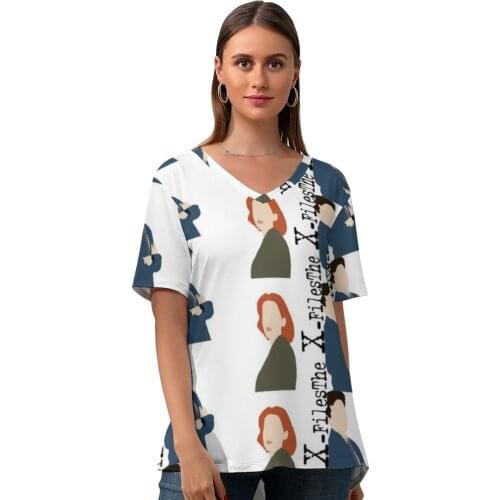 X Files Tshirt Simple Short-Sleeve Lady T Shirt Summer V Neck Printed T-Shirt Oversize