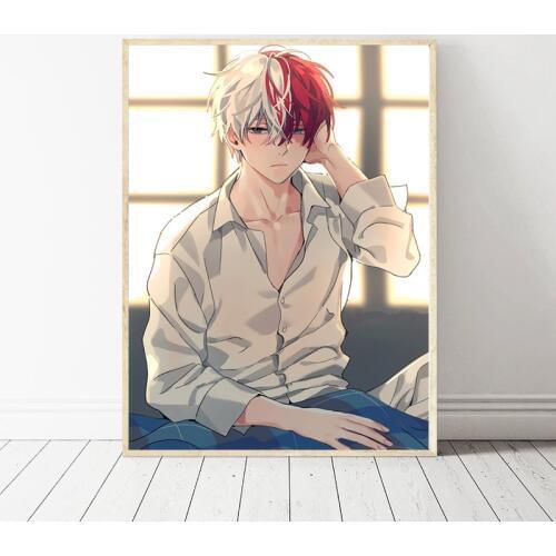 HD Nordic Prints Poster Boku No My Hero Academia Todoroki Shouto Anime Canvas Painting Art Home Decor Modular Room Wall Pictures