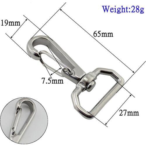 5pcs 65mm Stainless Steel Square Ring Swivel Quick Hook Swivel-Eye Bolt Spring Snap Hooks Hiking Camping Carabiner Pet Chains