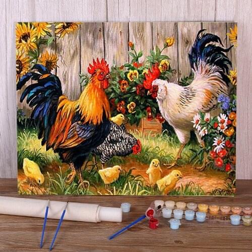 Animal Chicken Painting By Numbers Set Acrylic Paints 40*50 Painting On Canvas Decoration For Children For Drawing Art