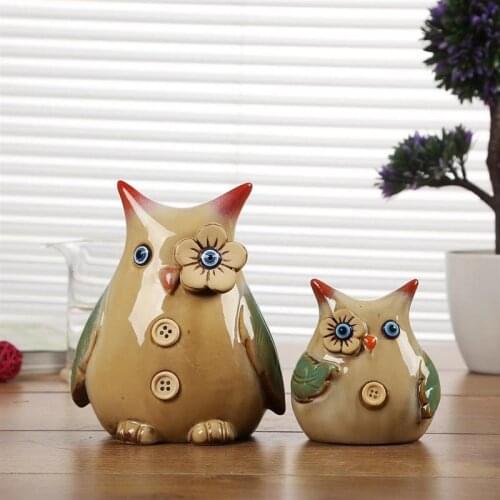 Ceramic Crafts Animal Ornaments Mother Owl Parent Child Owl Home Furnishing Decoration Animal Statue Home Office Decoration