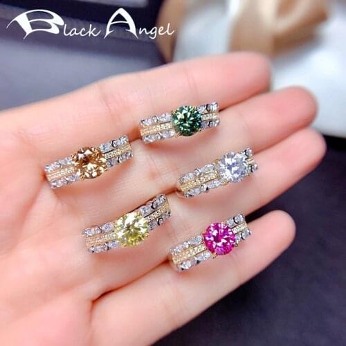 BLACK ANGEL New Silver Jewelry 8 Heart 8 Arrow Zircon Ring Inlaid Pink Gemstone Rings Pave CZ For Women Student Girlfriend Gift