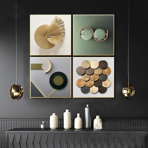 Square Luxury Art Picture Home Decor Wall Art Canvas Painting Minimalist Modern Posters Prints Abstract Decor for Living Room