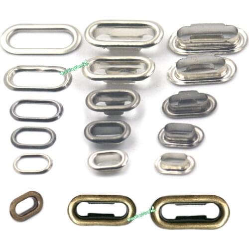 25 60 100 Pcs Brass Eyelets Grommet hole Oval shaped with Washers Use for Bags Purse Canvas Shoes Clothing HandCraft DIY 5 Size