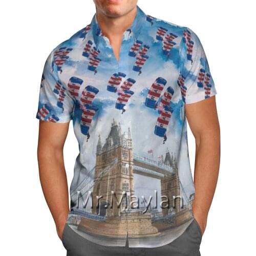 Skydiving 3D Printed Summer Hawaiian Beach Shirt Short-Sleeved Shirt Personality Fashion Streetwear Oversized Camisa Masculina
