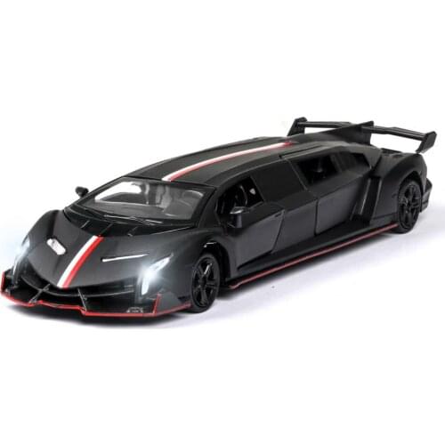 1:32 scale diecast germany bull logo stretch Lambor veneno super sport car metal model with light sound pull back vehicle toy