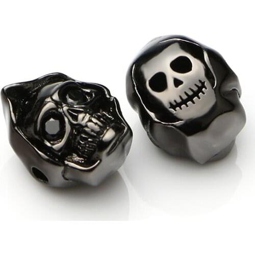 Mestylish DIY Jewelry Accessories Punk Style Personality Double-Sided Skull Beads Stainless SteelFit Mens Charm Bracelet