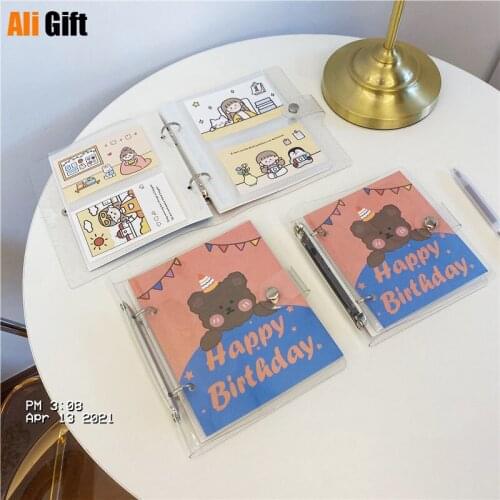 Cute Birthday Bear Korean Ins Wind Loose-leaf Transparent 3 4 5 6-inch Photo Album Star Chasing Card Storage Book