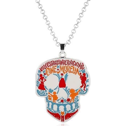 MQCHUN Cosplay Jewelry Coco Miguel Riveras Enamel Necklace Skull Skeleton Pendant Necklacesfor Women Men Choker Gifts-30