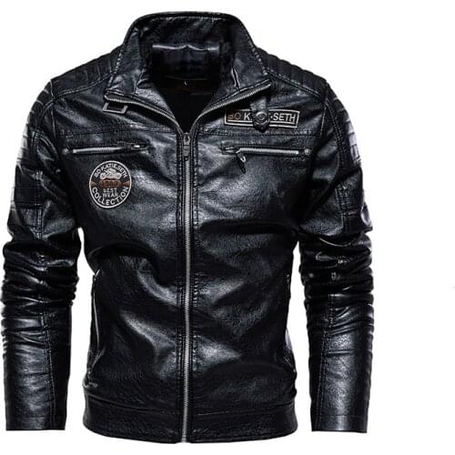 Ucrazy Men 2020 Autumn New Brand Casual Motor Distressed Leather Jacket Coat Men Winter Vintage Outwear Faux Leather Jackets Men