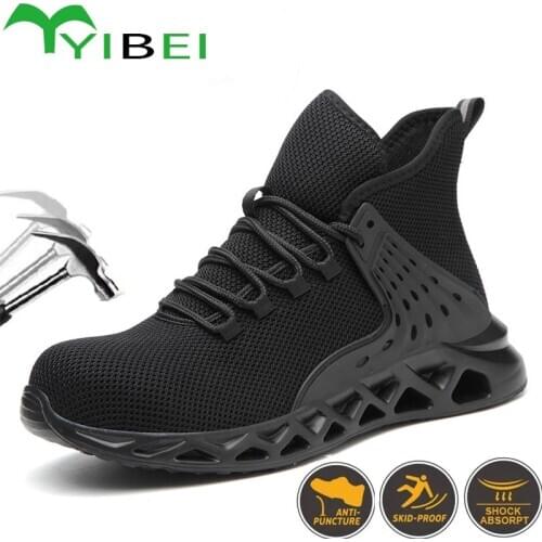 2021 Male Work Boots Indestructible Safety Shoes Men Steel Toe Shoes Puncture-Proof Work Sneakers Male Shoes Adult Work Shoes