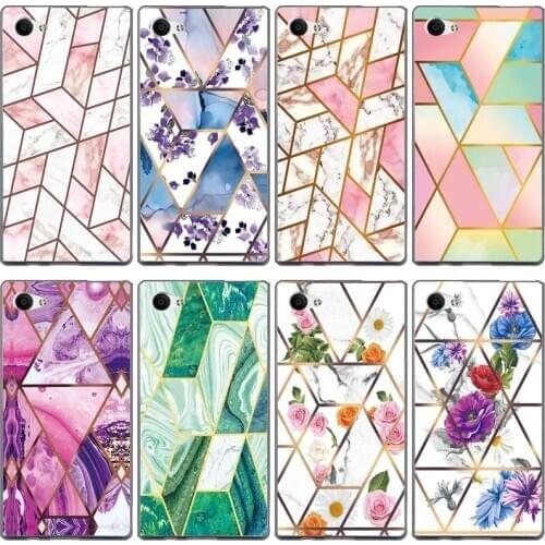 Soft Phone Case for Sony Xperia Z5 Compact / Z5 Mini E5803 E5823 Funda Glossy Colorfu Silicone Phone Back Cover Geometric Marble