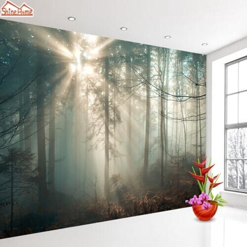 Wall Papers Home Decor Mural Wallpaper 3d Wall Murals Rolls for 3 d Living Room Wallpapers Foggy Forest Sunshine Papel De Parede