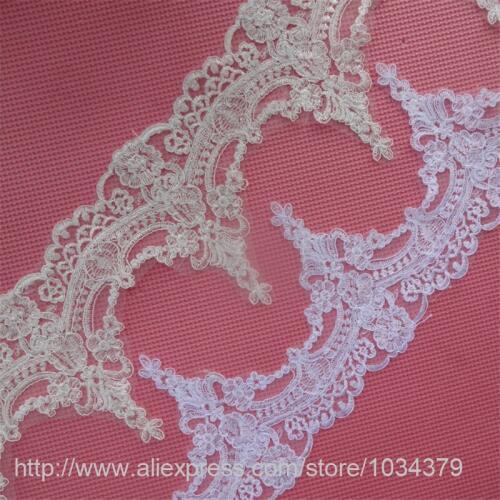 Delicate 3Meters 16cm Ivory White Fabric Flower Venise Venice Lace Trim Applique Sewing Craft for Wedding Dec. LW0277