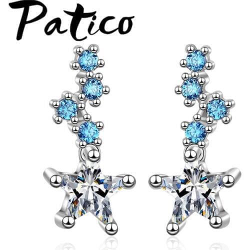 Latest Fashion Shinning Star Pendant Earrings For Women Girls Best Selling Trendy Sparkling Cubic Zirconia Long Earrings