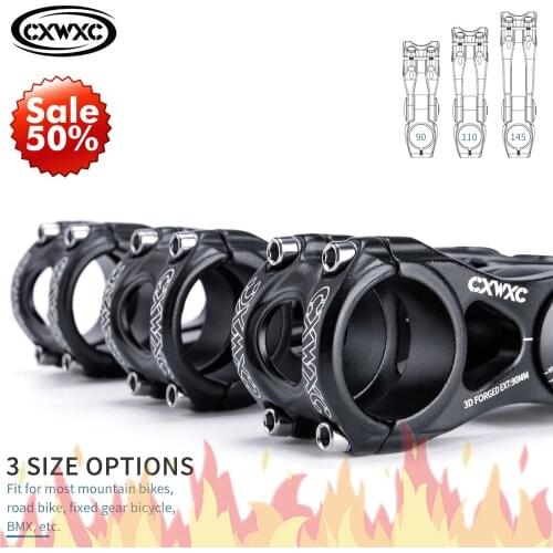 CXWXC Bicycle Handlebar 90/110/145MM Aluminum Alloy Mountain BMX Fixie Gear Bicycle Handlebar Mtb Adjustable Handlebar