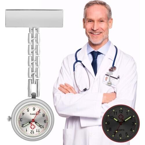 T-type Silver Nurse Watch Noctilucence Classic White Digital Durable Brooch Man Woman Nurse Doctor T-type Watch 2021 New Arrival
