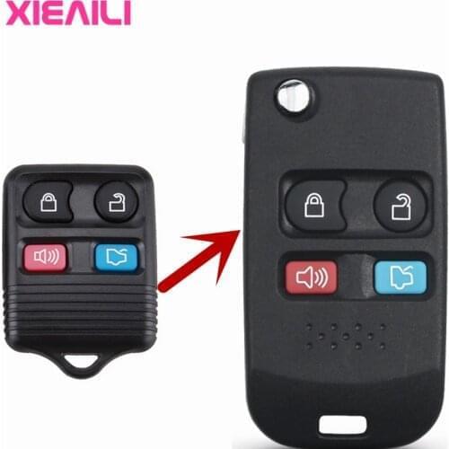 XIEAILI 10Pcs/lot 4Button Modified Flip Folding Remote Key Case Shell For Ford Victoria/Escape/Expedition/Explorer S587