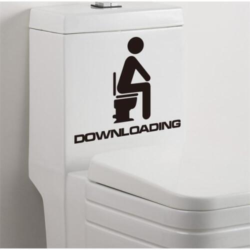 Funny Downloading bathroom entrance sign vinyl sticker For Shop Office Home Cafe Hotel Toilets door decor