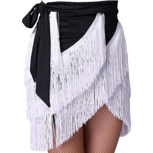 Women Ballroom Latin Salsa Tango Tassel Dance Skirt Skate Wrap Scarf Dancewear Sexy Multicolor Skirt