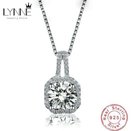 Hot Sale Fashion 925 Sterling Silver AAA Zircon Square Pendant Necklaces Exquisite Collarbone Necklace For Women Jewelry Gift