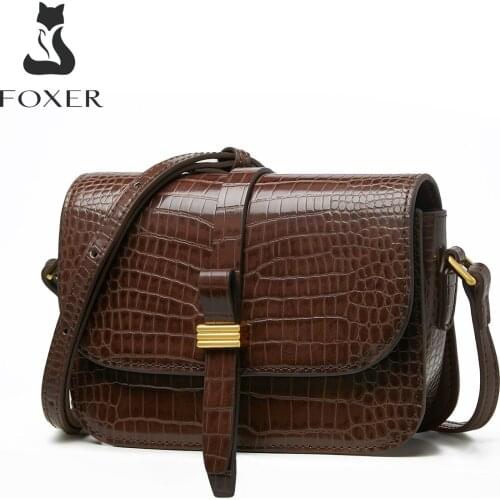 FOXER Lady Small Crossbody Bags Fashion 2021 Vintage Shoulder Messenger Bags for Women Cow Leather Commute Handbag Casual Purse