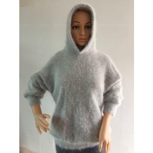 Women mink cashmere sweater coat hooded pullover Knitted Jumper free shipping S328