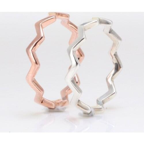 Bewill 925 Sterling Silver Shimmering Wish Stackable Finger Ring Classic Zigzag Ring For Women Fashion Original Jewelry Gift