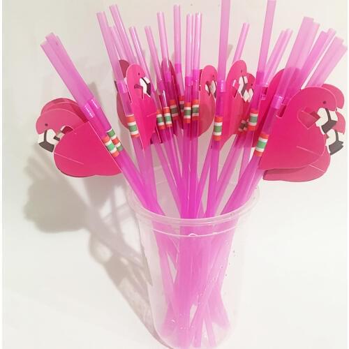 10/20/50PC Pink 3D Flamingos Set Drinking Straws Forest Paper Straw Pool Summer Party Supplies Decoration Wedding Ceremony Adult