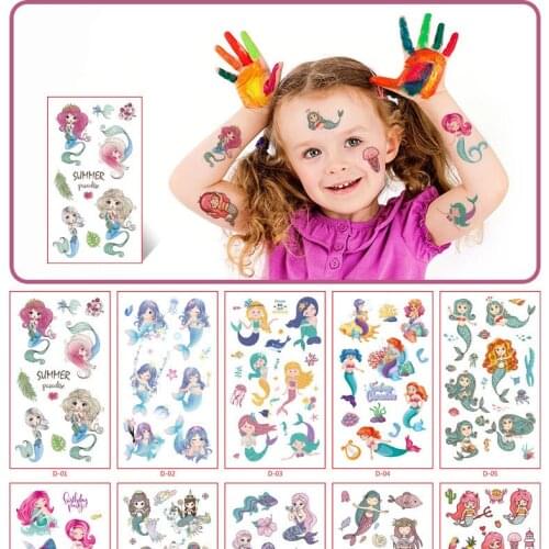 10 Sheets/Set Children Cute Cartoon Unicorn Temporary Tattoo Stickers Baby Shower Kids Body Makeup Sticker Tattoos