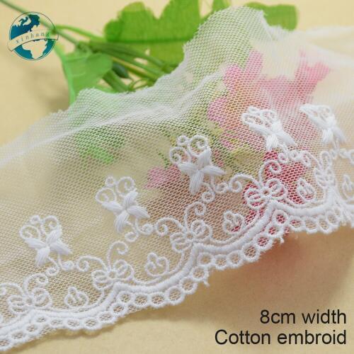 10yards 8cm embroid elastic sewing ribbon guipure lace trim or fabric warp knitting DIY Garment Accessories free shipping #1788