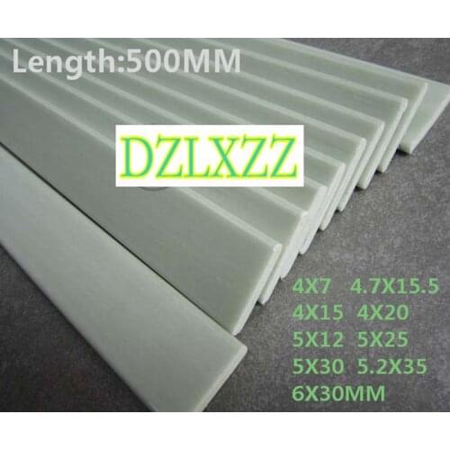 2PC white Glass Fiber Spuare Strip 4X7 4X15 4X20 4.7X15.5 5X12 5X25 5X30 5.2X35 6X30MM for RC Airpalne Model Length 500mm