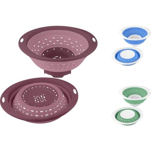2 Pcs Collapsible Colander and Strainer, 5 Quart(1.25 Gal) Dishwasher-Safe Silicone Foldable Strainer