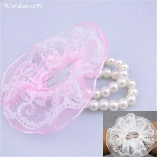 2016 New DIY Bridesmaid Wrist Corsages Decorative Lace Bride Hand Flower Pearl Bracelet Wedding Prom Bouquet Party Favor